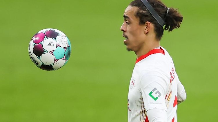 Yussuf Poulsen am Ball. Foto: Jan Woitas/dpa-Zentralbild/dpa/Archivbild