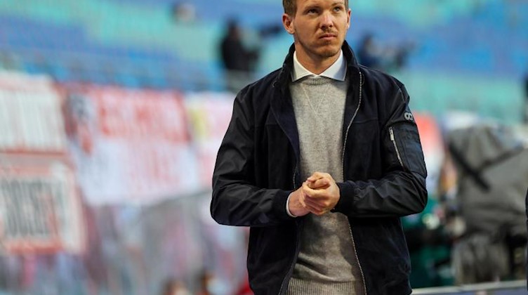 Leipzigs Trainer Julian Nagelsmann vor dem Spiel. Foto: Jan Woitas/dpa-Zentralbild/dpa