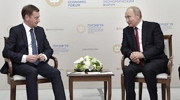 Ministerpräsident Michael Kretschmer und Präsident Putin. Foto: Alexei Nikolsky/Pool Sputnik Kremlin/AP/dpa/Archivbild