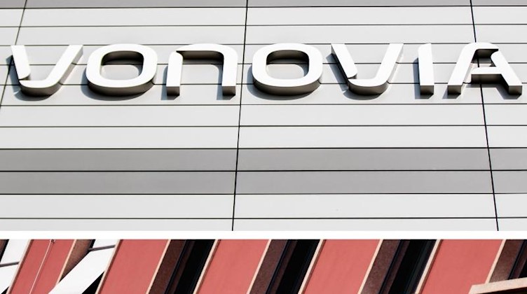 Archivbilder vom Schriftzug des Wohnungsunternehmens "Vonovia" und der Wohnungsgesellschaft Deutsche Wohnen SE. Foto: Kusch/Soeder/dpa/Illustration