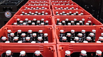 Bierflaschen sind in Bierkästen gelagert. Foto: Marcel Kusch/dpa/Symbolbild