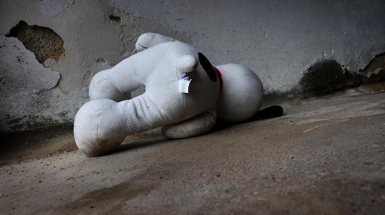 Ein Stofftier liegt vor einer Wand. Foto: Karl-Josef Hildenbrand/dpa/Symbolbild