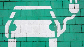 Ein Elektroauto auf grünem Grund markiert einen Parkplatz für Elektrofahrzeuge. Foto: Julian Stratenschulte/dpa/Symbolbild