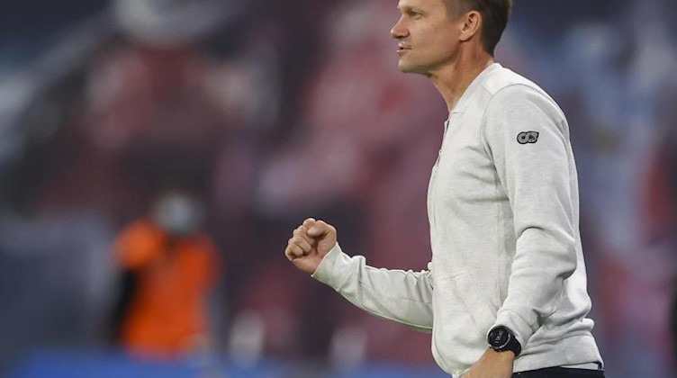 Leipzigs Trainer Jesse Marsch reagiert. Foto: Jan Woitas/dpa-Zentralbild/dpa