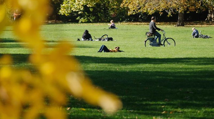 Menschen liegen in einem Park in der Sonne. Foto: Sebastian Willnow/dpa-Zentralbild/dpa/Archivbild