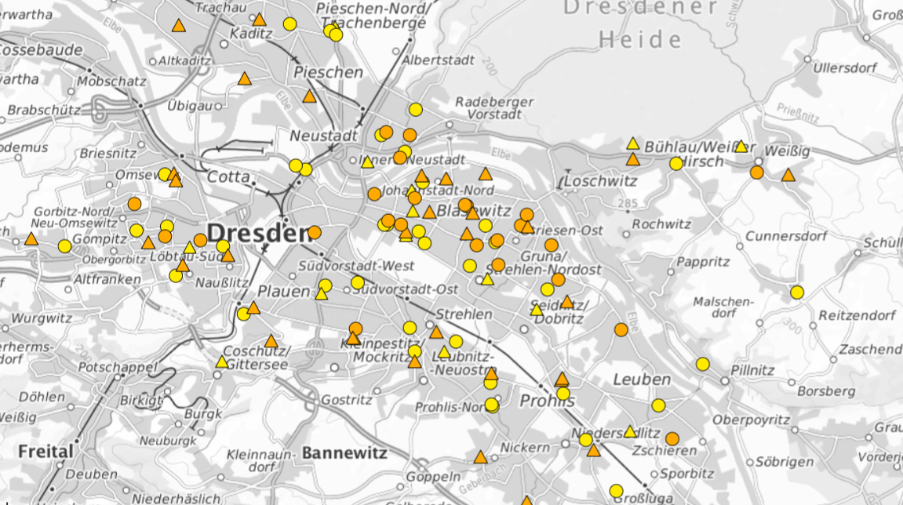 Screenshot Coronavirus Fälle in Gemeinschaftseinrichtungen Dresden vom 05.11.2021