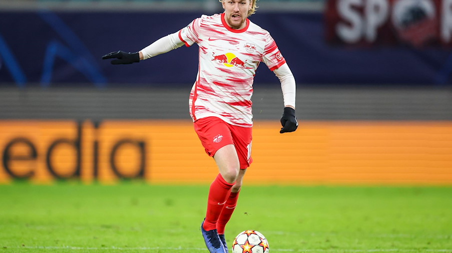 Leipzigs Spieler Emil Forsberg am Ball. / Foto: Jan Woitas/dpa-Zentralbild/dpa