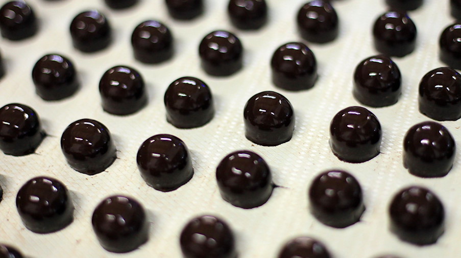 Hallorenkugeln werden in der Halloren Schokoladenfabrik AG produziert. / Foto: Jens Wolf/dpa-Zentralbild/dpa/Archivbild