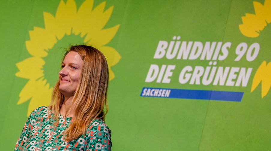 Sachsens Grünen-Parteichefin Christin Furtenbacher. / Foto: Peter Endig/dpa-Zentralbild/dpa