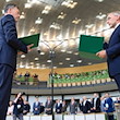 Innenminister Armin Schuster (CDU, r) und Landtagspräsident Matthias Rößler (CDU). / Foto: Robert Michael/dpa