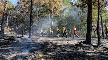 Freiwillige Feuerwehrleute des Internationalen Katastrophenschutz Deutschland «@fire» beim Einsatz im Nationalpark. / Foto: Robert Michael/dpa/Archivbild