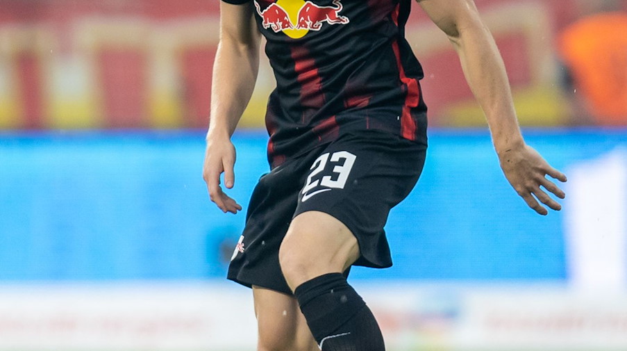 Marcel Halstenberg von RB Leipzig in Aktion. / Foto: Andreas Gora/dpa/Archivbild