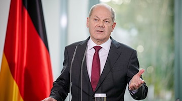 Bundeskanzler Olaf Scholz (SPD) spricht zur Presse. / Foto: Kay Nietfeld/dpa