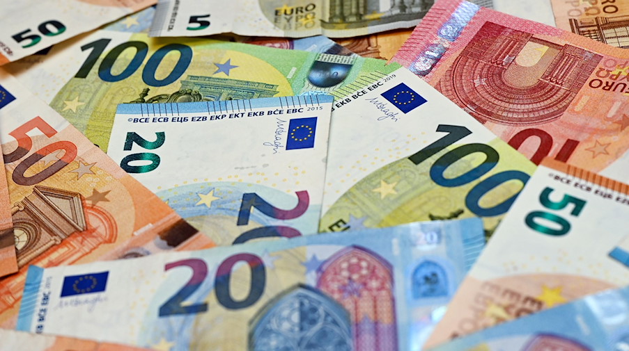 Eurobanknoten liegen auf einem Tisch. / Foto: Patrick Pleul/dpa-Zentralbild/dpa/Illustration/Symbolbildarchiv