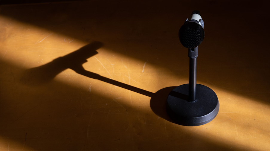 Ein Mikrofon steht in einem Saal eines Gerichts. / Foto: Friso Gentsch/dpa/Symbolbild