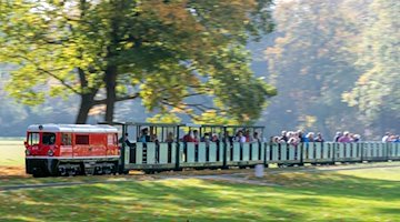 Die Lokomotive EA01 der Dresdner Parkeisenbahn zieht einen Personenzug durch den Großen Garten. / Foto: Jens Büttner/dpa-Zentralbild/dpa/Archivbild