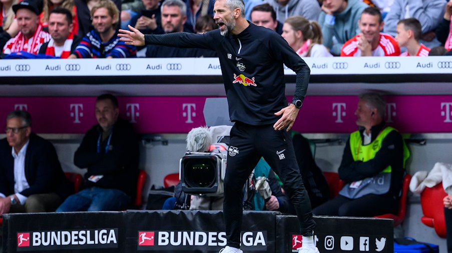 Leipzigs Trainer Marco Rose gestikuliert. / Foto: Tom Weller/dpa