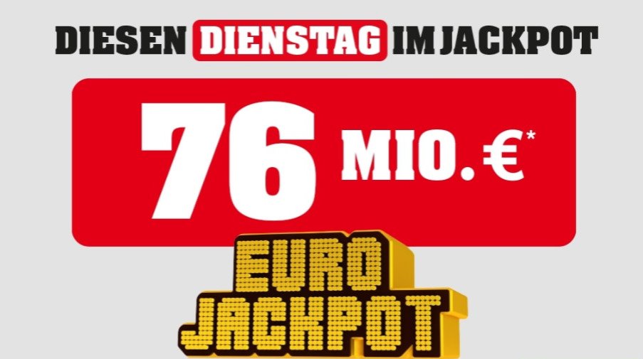 Bei der europaweiten Lotterie Eurojackpot wird es in dieser Woche wieder richtig spannend. Seit acht Ziehungen hält der Jackpot Stand und steht mittlerweile bei 76 Millionen Euro, die zur Ziehung am Dienstag, den 25. Juli 2023, bereit liegen.