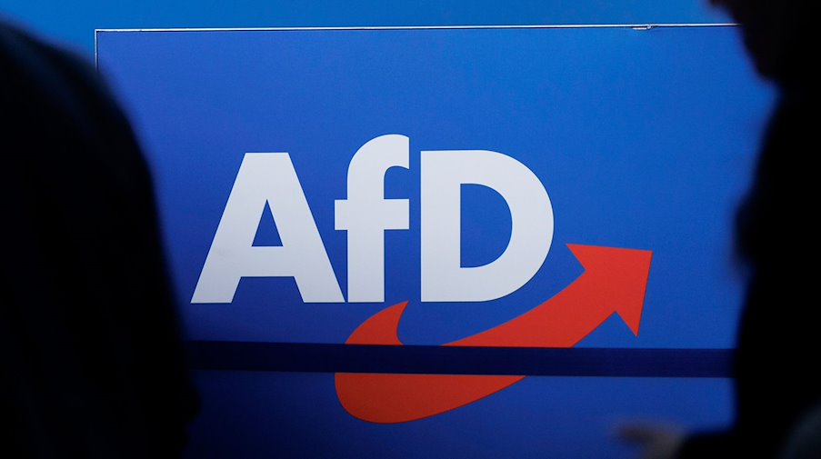 The party logo is seen at the AfD national party conference at the Magdeburg Exhibition Center. / Photo: Carsten Koall/dpa/archive image