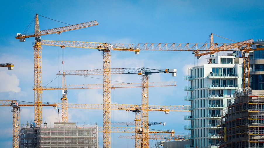 Construction cranes stand on a building site in a city center / Photo: Christian Charisius/dpa/Symbolbild