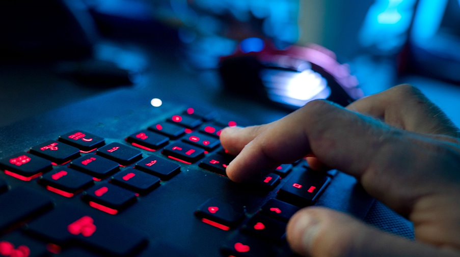 Ein Mann sitzt am Rechner und tippt auf einer Tastatur. / Foto: Nicolas Armer/dpa/Symbolbild