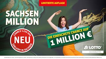 Eine Million Euro gehen nach Sachsen – garantiert! Sachsenlottos neue Lotterie „SACHSEN MILLION“ verspricht Spielspaß, aufregende Gewinnmöglichkeiten und einen neuen sächsischen Lottomillionär. Schnell sein lohnt sich, denn die Auflage ist mit 250 000 Losen streng limitiert.