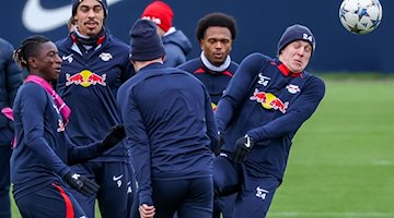 Leipzigs Spieler nehmen am Training teil. / Foto: Jan Woitas/dpa