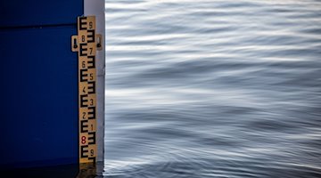 Un marcador muestra el nivel del agua / Foto: Fabian Strauch/dpa/Imagen simbólica