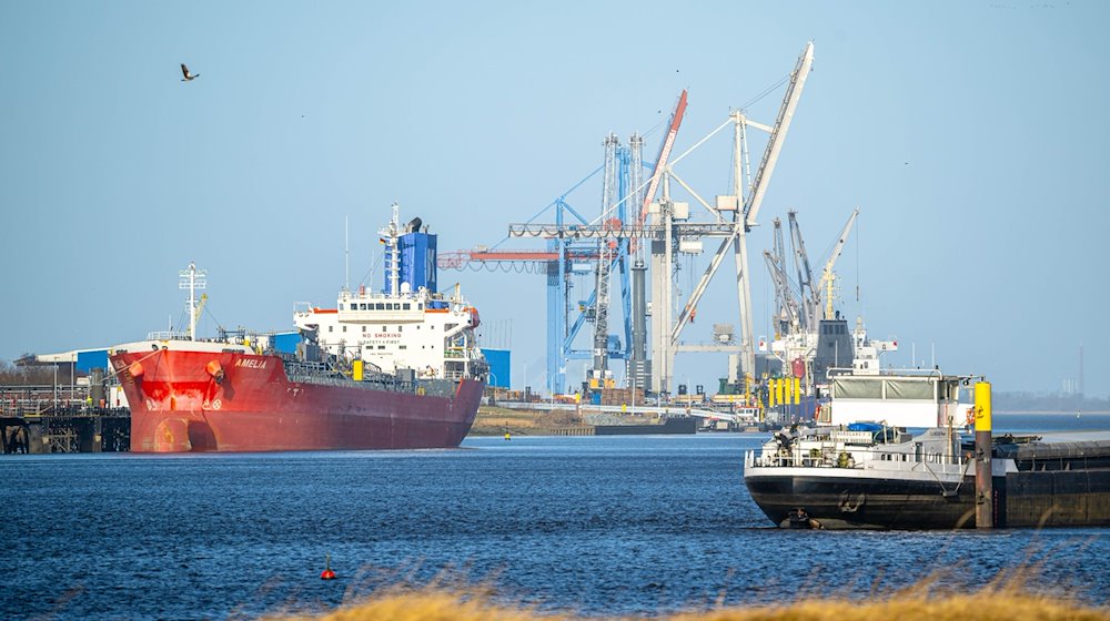 Ships moored in the port of Brake. A barge had sprung a leak in the harbor. / Photo: Sina Schuldt/dpa