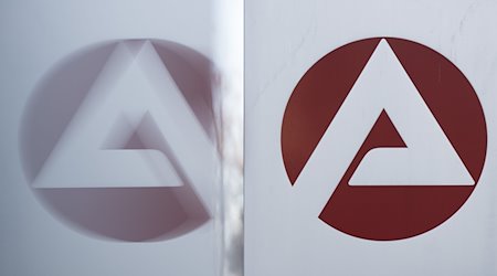 Das Logo der Bundesagentur für Arbeit spiegelt sich in einer Scheibe in Dresden. / Foto: Sebastian Kahnert/dpa