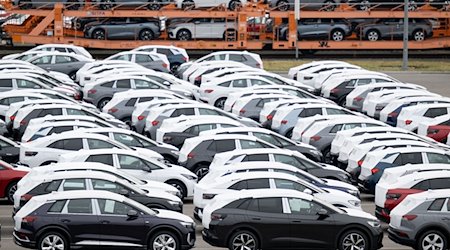 Auf einem Parkplatz im Werk von Volkswagen in Zwickau stehen Neufahrzeuge vor der Auslieferung. / Foto: Hendrik Schmidt/dpa