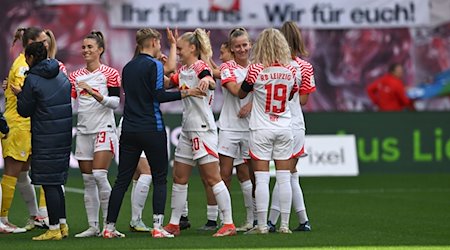 Leipzigs Mannschaft vor dem Spiel. / Foto: Hendrik Schmidt/dpa