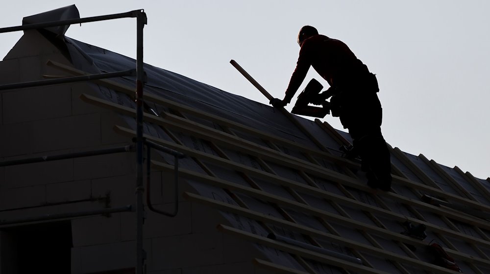 A roofer works on a detached house on the outskirts of Leipzig / Photo: Jan Woitas/dpa