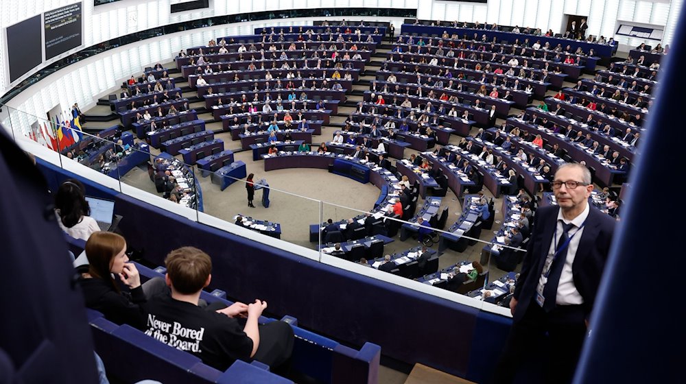 Abgeordnete nehmen an einer Sitzung im Europäischen Parlament teil. / Foto: Jean-Francois Badias/AP/dpa