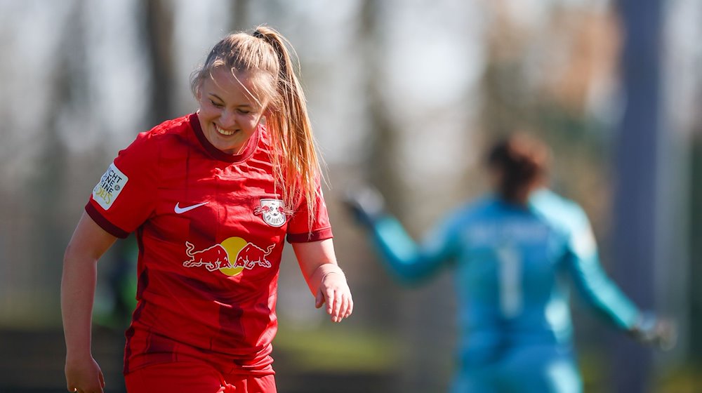 Leipzigs Spielerin Vanessa Fudalla reagiert. / Foto: Jan Woitas/dpa