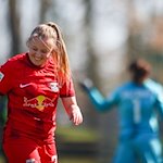 Leipzigs Spielerin Vanessa Fudalla reagiert. / Foto: Jan Woitas/dpa