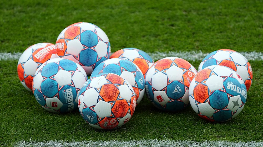 Match balls lie on the grass / Photo: Soeren Stache/dpa-Zentralbild/dpa/Symbolic image