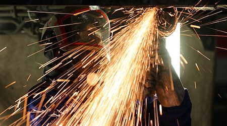 Un empleado de una empresa de ingeniería mecánica corta piezas metálicas corroídas de la viga de una carrocería utilizando una amoladora de corte. / Foto: Jan Woitas/dpa-Zentralbild/dpa