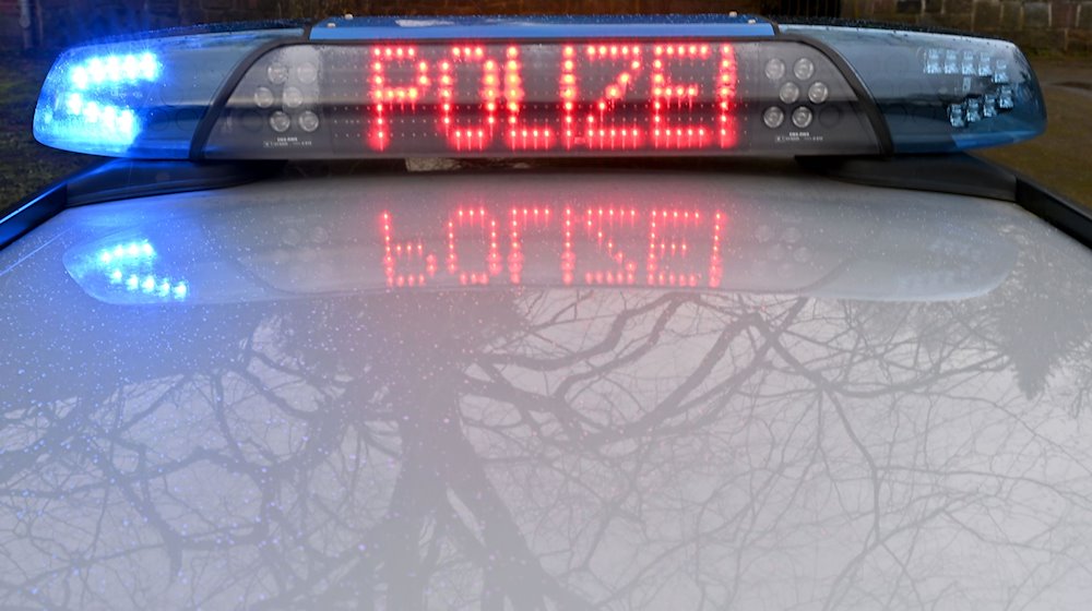 The word "Polizei" ("Police") shines on the roof of a police patrol car / Photo: Carsten Rehder/dpa/Symbolic image