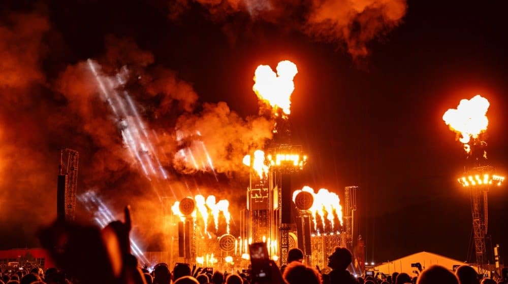 Spectacular fire show by Rammstein (Image: Paul Harries)