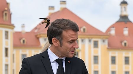 Emmanuel Macron, presidente de Francia, frente al castillo de Moritzburg / Foto: Robert Michael/dpa
