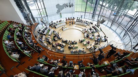 Michael Kretschmer (CDU), Ministerpräsident von Sachsen, gibt im Plenum eine Regierungserklärung ab. Dem Sächsischen Landtag steht bei seinen letzten Sitzungen vor der Sommerpause ein Mammutprogramm bevor. / Foto: Sebastian Kahnert/dpa