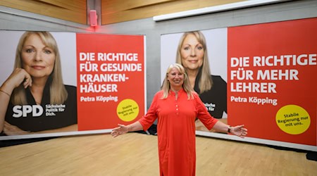 Hängt bald überall in Sachsen: SPD-Spitzenkandidatin Petra Köpping. / Foto: Robert Michael/dpa