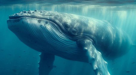 Imagen símbolo ballena en el mar . Generador de imágenes Sea Shepherd / Microsoft Bing AI.