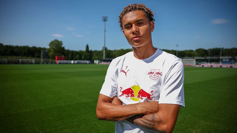 Antonio Nusa beim öffentlichen Training von RB Leipzig.  / Foto: Jan Woitas/dpa