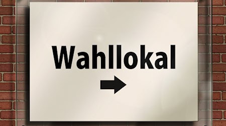 Hinweisschild zum Wahllokal
