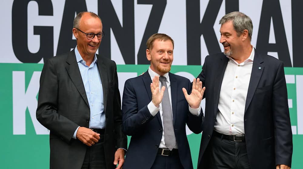 CDU leader Merz and CSU leader Söder support Saxony's Minister President Kretschmer in the election campaign / Photo: Robert Michael/dpa