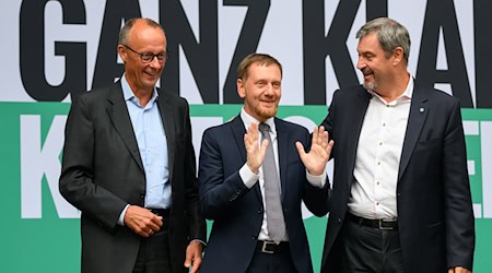 CDU leader Merz and CSU leader Söder support Saxony's Minister President Kretschmer in the election campaign / Photo: Robert Michael/dpa