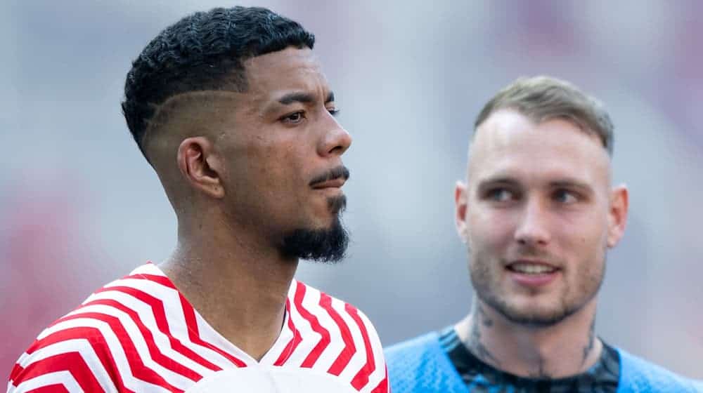 Benjamin Henrichs (l.) and David Raum would be happy for Dani Olmo, even if he leaves. / Photo: Hendrik Schmidt/dpa