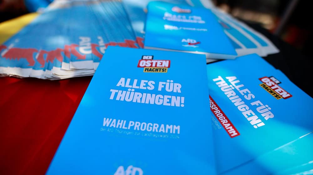 According to the poll, the AfD can expect to become the strongest party in the elections in Thuringia.  / Photo: Matthias Bein/dpa